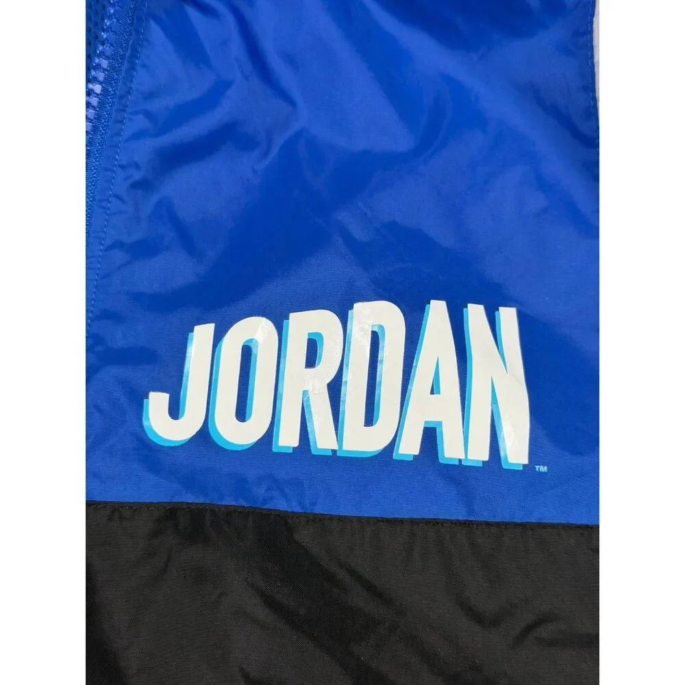 Nike Air Jordan Flight Club Half Zip Windbreaker Jacket Blue Black Mens Small S